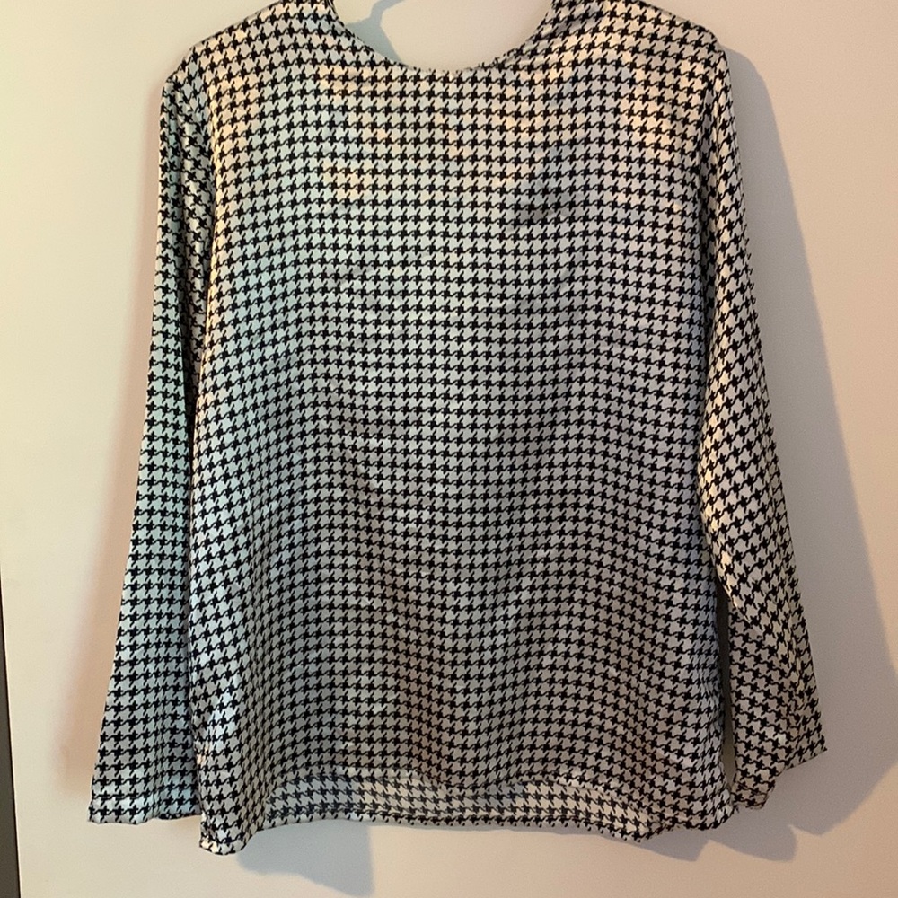 Black and white silky blouse